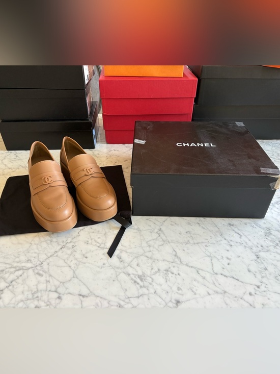 CHANEL Shoes - CHANEL CALFSKIN LEATHER PLATFORM LOAFERS